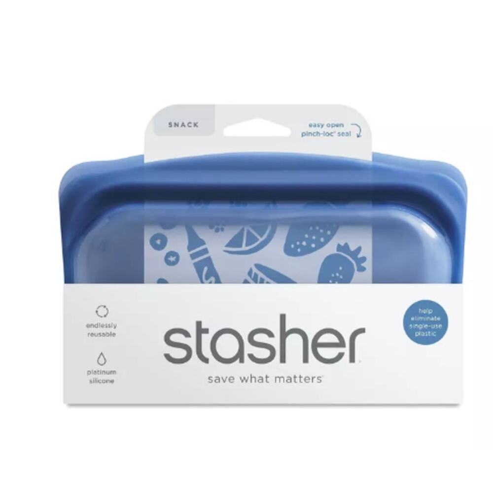 Stasher, Reusable Silicone Snack Bag, Deep Ocean